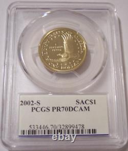 2002-S $1 Sacagawea Amérindienne PCGS PF70DCAM Philip Diehl Rare R6 Top Pop