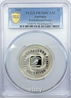 2008 AUSTRALIE UN DOLLAR, $1 KOOKABURRA PENNY PCGS PR70DCAM Top POP 5/0