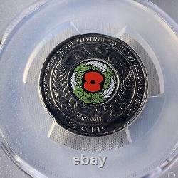 2018 Pièce commémorative du centenaire de l'armistice de la Nouvelle-Zélande de 50 cents, évaluée par PCGS MS69 TOP POP