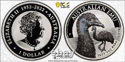 2023 Perth Australian Emu Coloré $1 en argent PCGS MS70 Eq Top Pop #0166