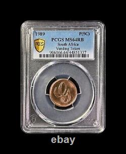 AFRIQUE DU SUD. 1989, 5 Cents PCGS MS64 Top Pop? Modèle, Protea, Distributeur automatique