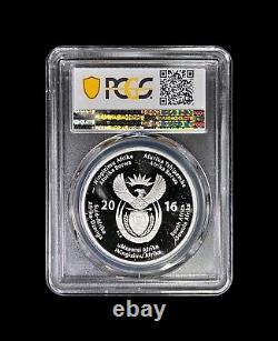 AFRIQUE DU SUD. 2016, 2 Rand, Argent- PCGS PR70 Top Pop? Guépard, RARE