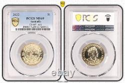 Australie 2022 Pièce de monnaie de 1 $ Lunar Bonne chance PCGS MS69 Eq Top Pop 3/0 #0906