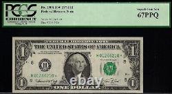 Billet de 1 dollar de 1974 de la Réserve fédérale de Saint-Louis, PCGS 67PPQ, meilleur populaire, étoile radar la mieux notée Fr 1908-H