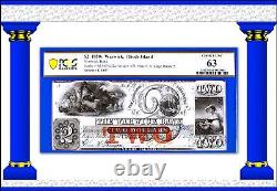 Billet de banque obsolète de 2 $ US de la Banque INA de Rhode Island Warwick, noté PCGS 63 Top-Pop Rare