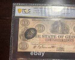 Billet de trésorerie de 100 dollars TOP POP 1862 de Milledgeville, Géorgie, non circulé PPQ64