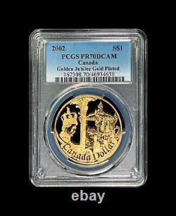 CANADA. 2002, 1 Dollar, Argent PCGS PR70 Top Pop? Jubilé d'Or, Doré