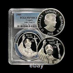 CANADA. 2005, 10 Dollars, Argent PCGS PR70 Top Pop? Pape Jean-Paul II RARE