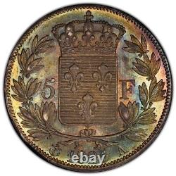 Charles X 5 Francs 1825 Paris A inachevé Rare Superb PCGS AU55 Top Pop