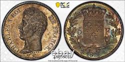 Charles X 5 Francs 1825 Paris A inachevé Rare Superb PCGS AU55 Top Pop
