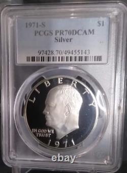 Dollar en argent Eisenhower de 1971-s $1 PCGS Pr70deep Cameo Contrast Rare R3 Top Pop