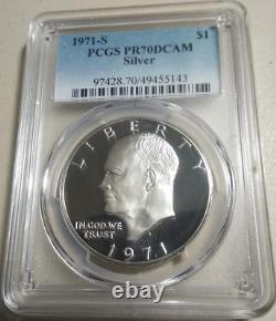 Dollar en argent Eisenhower de 1971-s $1 PCGS Pr70deep Cameo Contrast Rare R3 Top Pop