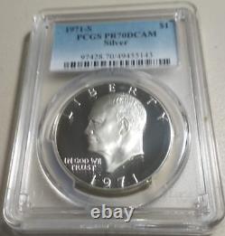 Dollar en argent Eisenhower de 1971-s $1 PCGS Pr70deep Cameo Contrast Rare R3 Top Pop