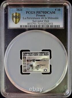 France 2021 10 La Persistance de la Mémoire-Dali, DCAM PCGS PR 70+COA Top Pop <br/> 		<br/>La Persistance de la Mémoire-Dali, France 2021 10, DCAM PCGS PR 70+COA Top Pop