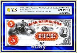 INA Caroline du Nord Banque de Washington $5 US PCGS 69 PPQ Top-Pop Finest Known