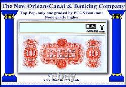 INA Louisiane Billet de 10$ US obsolète de la Nouvelle-Orléans Canal Bank PCGS 68 PPQ Top-Pop