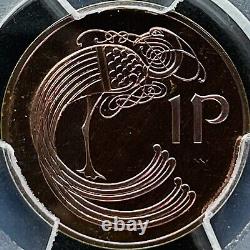 IRLANDE. 1971, 1 Penny PCGS PR67 Top Pop ? Livre de Kells C Oiseau ? Tone