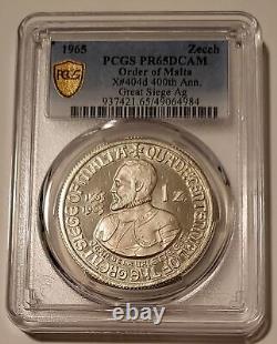 Malte 1965 Zecchino d'argent Grand Siège 400e anniversaire PR65 DCAM PCGS Top Pop