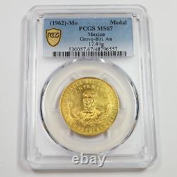 Médaille de la Bataille de Puebla en or de 1/2 oz AGW 1962 PCGS MS67 TOP POP Mexique 49753A