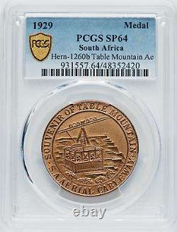 Médaille spécimen Table Mountain d'Afrique du Sud de 1929, PCGS SP64, meilleur exemplaire unique de 1