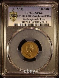 Médaillon du paquet de Washington-Jackson de 1862 J-PR-29 -PCGS SP64! Meilleur de sa catégorie! Très rare