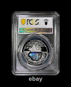 POLOGNE. 2007, 10 Zlotych, Argent PCGS PR70 Top Pop? Joseph Conrad, Hologramme