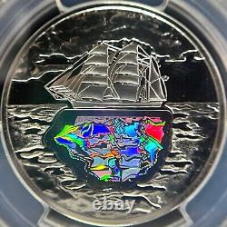 POLOGNE. 2007, 10 Zlotych, Argent PCGS PR70 Top Pop? Joseph Conrad, Hologramme