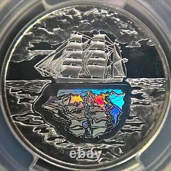 POLOGNE. 2007, 10 Zlotych, Argent PCGS PR70 Top Pop? Joseph Conrad, Hologramme