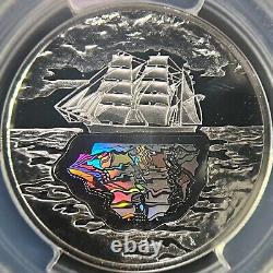 POLOGNE. 2007, 10 Zlotych, Argent PCGS PR70 Top Pop? Joseph Conrad, Hologramme