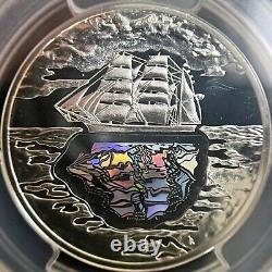 POLOGNE. 2007, 10 Zlotych, Argent PCGS PR70 Top Pop? Joseph Conrad, Hologramme