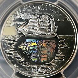 POLOGNE. 2007, 10 Zlotych, Argent PCGS PR70 Top Pop? Joseph Conrad, Hologramme