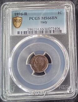 TOP POP PCGS MS66 BN 1896 R Italie Une 1 Centime km#29 Pièce de monnaie en cuivre