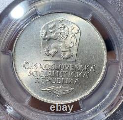 Tchécoslovaquie 50 Korun 1973 Argent PCGS MS67 Top Pop Victoire du Parti Communiste