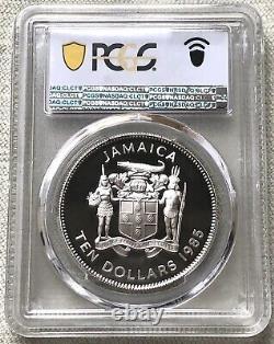 Top Pop Jamaïque 1985 $10 Argent Année de la Jeunesse Profonde Cameo Épreuve Pcgs Pr 69 Dcam