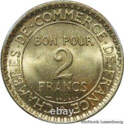 V5432 2ème TOP POP 2 Francs Chambre de Commerce 1921 PCGS MS67! Incroyable